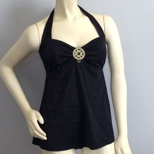Jaclyn Smith Swimdress Halter Bowknot Black Size 8